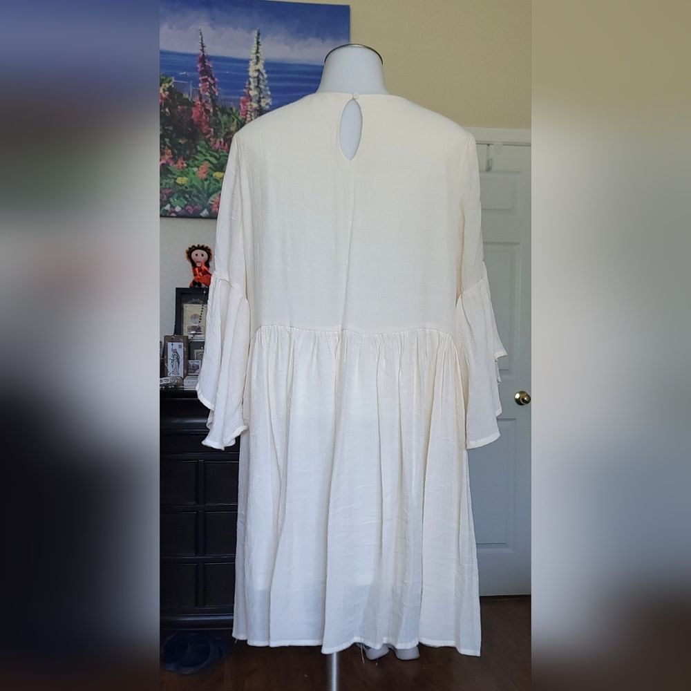 Umgee Cream Long Sleeve Flutter Sundress - Picture 2 of 2
